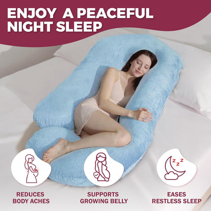 PILLANI Pregnancy Pillow - V C U Shaped 57-Inch Full Body Support with Removable Washable Cover | Cooling Maternity Comfort