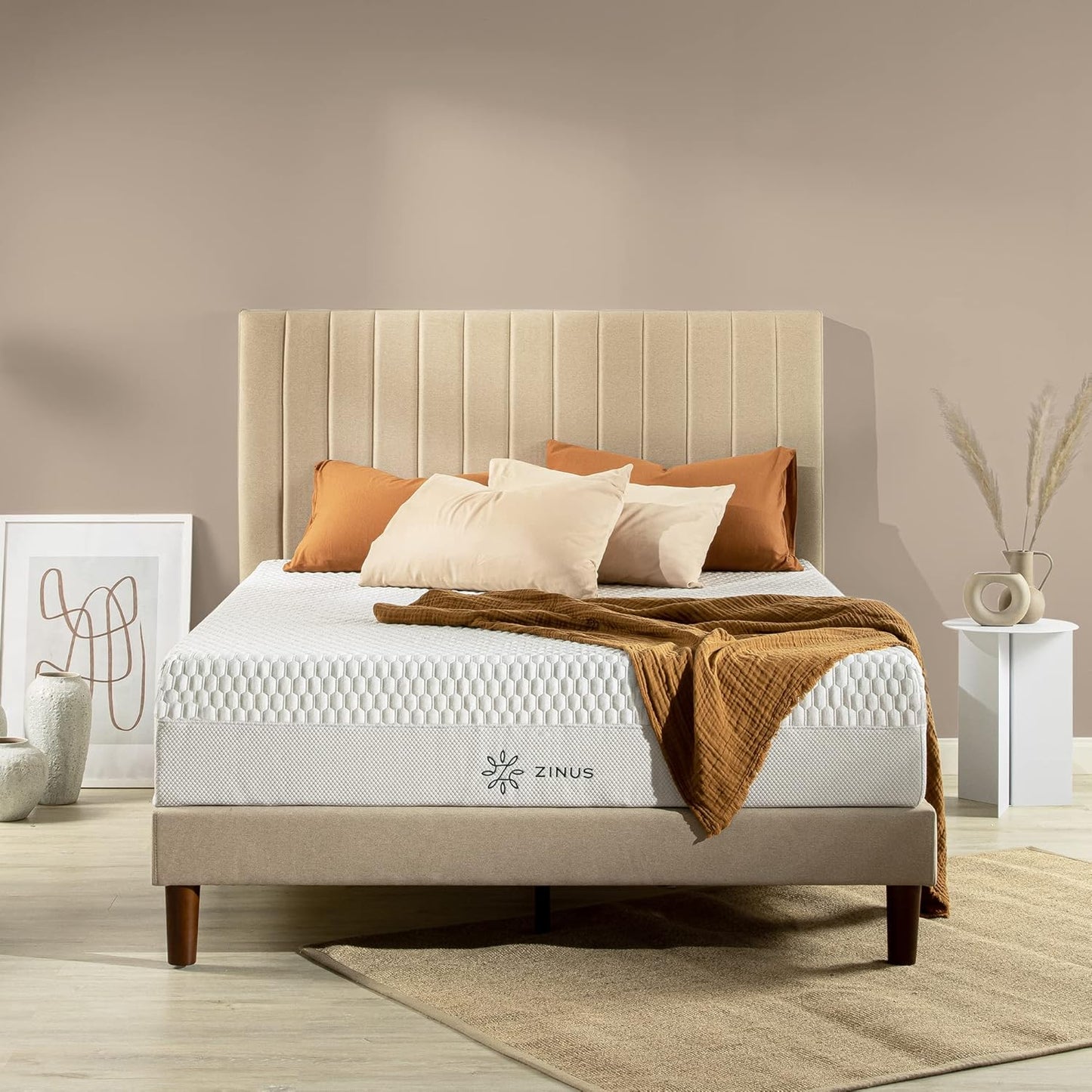 Zinus 12 Inch Bliss Memory Foam Mattress - Pressure Relieving | Sustainable Tencel Blend Cover, Queen Size