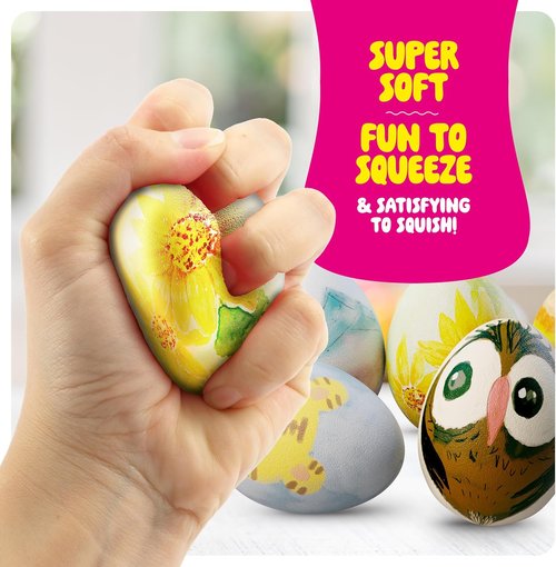 Dan&Darci Easter Egg Squishy Painting Kit - Fun Arts & Crafts for Kids - Decorate 6 Slow Rising Squishies | Perfect Gift for Ages 6-10