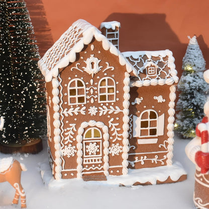 Sheaifun Gingerbread House Decor - LED Lighted Resin Christmas Decoration | 9 x 5 x 10.2 Inch