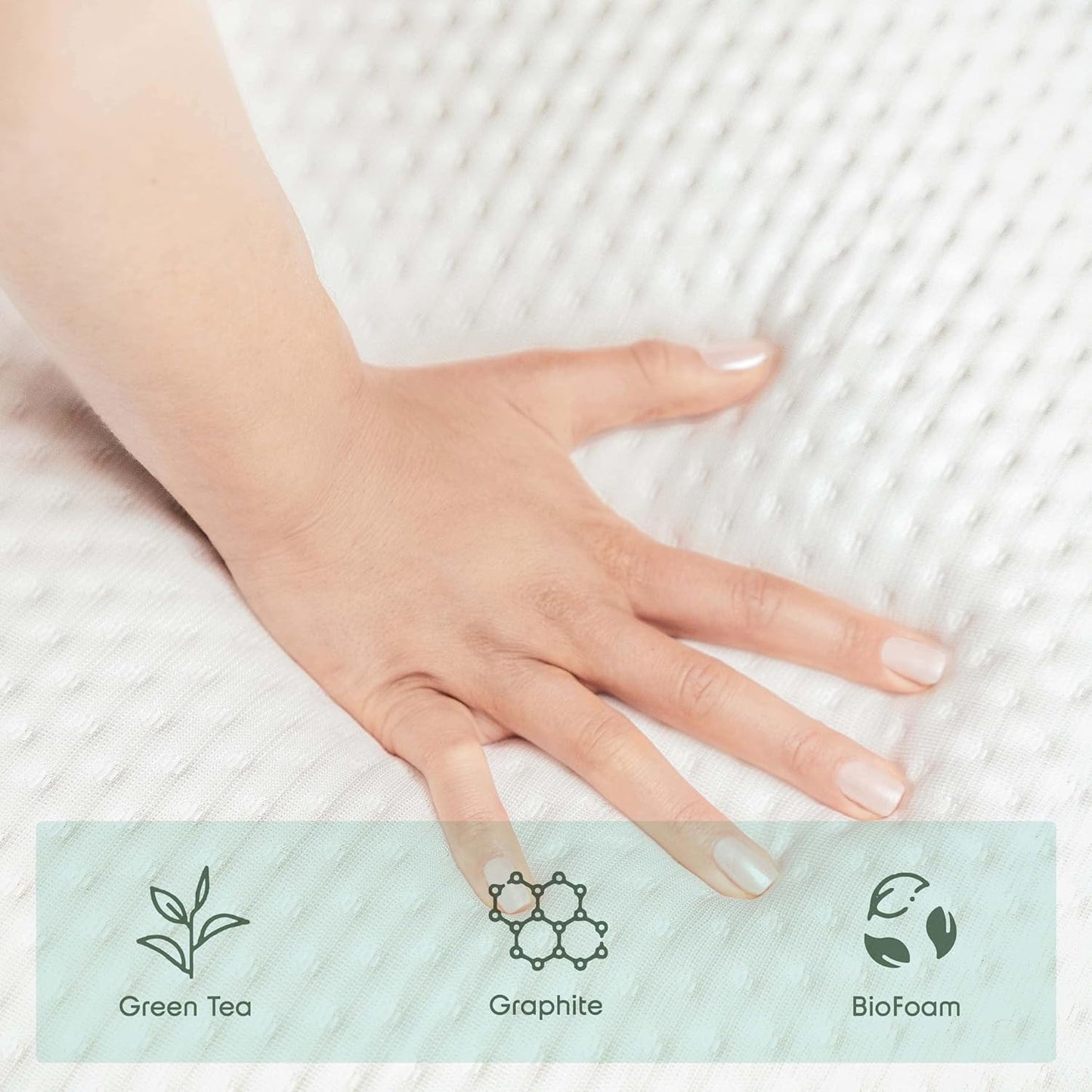 Nestl Green Tea Twin Mattress - 8 Inch Cooling Graphite Memory Foam | Fiberglass-Free, Pressure Relief Support