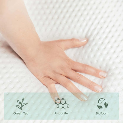 Nestl Green Tea Twin Mattress - 8 Inch Cooling Graphite Memory Foam | Fiberglass-Free, Pressure Relief Support