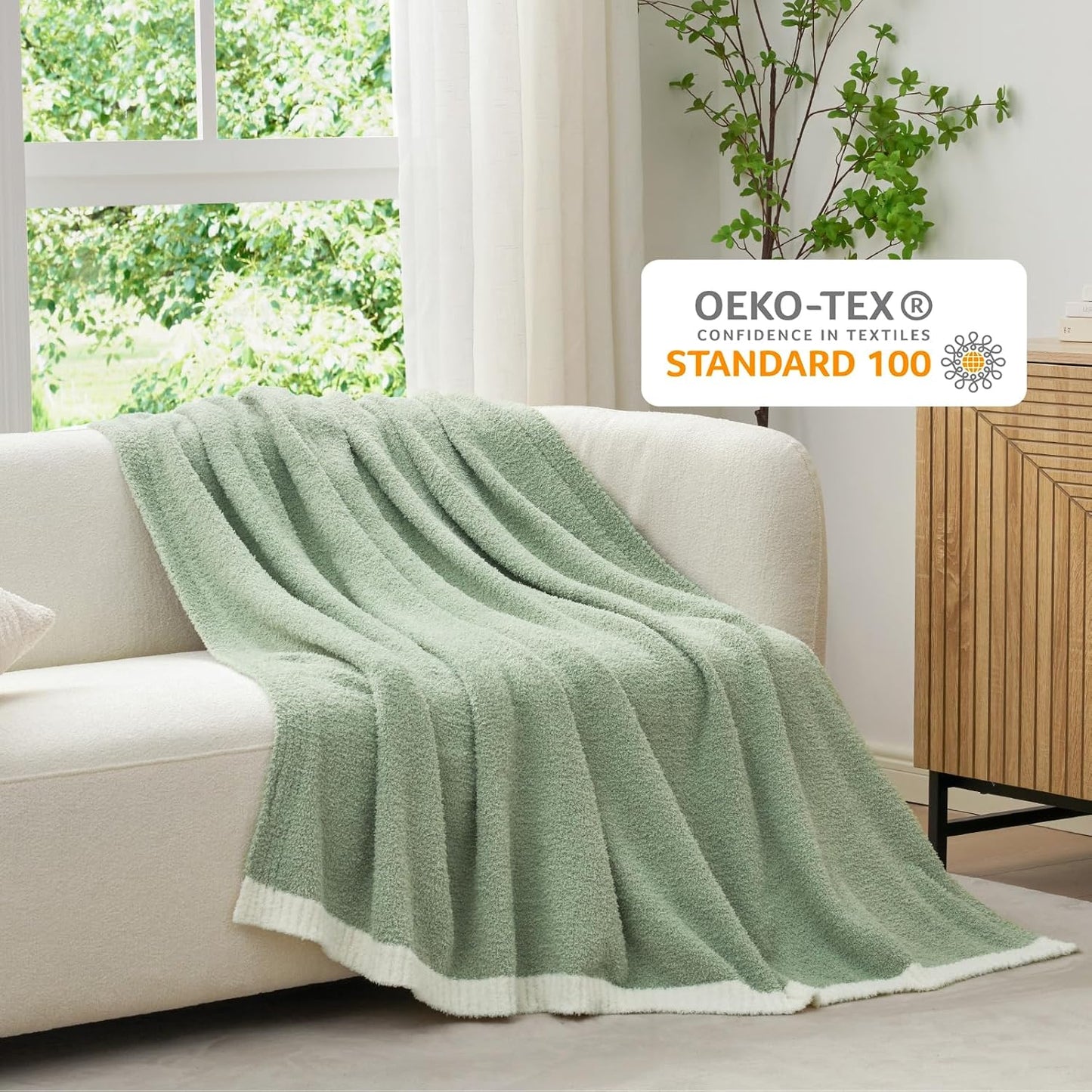 Snuggle Sac Ultra Soft Throw Blanket - Reversible Sage Green Microfiber | Cozy 50x60 Inches Gift for Women