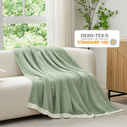 Snuggle Sac Ultra Soft Throw Blanket - Reversible Sage Green Microfiber | Cozy 50x60 Inches Gift for Women