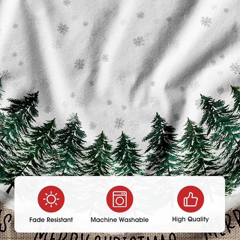 Snowflake Christmas Tree Skirt 48-Inch – Durable Polyester, Double Layer