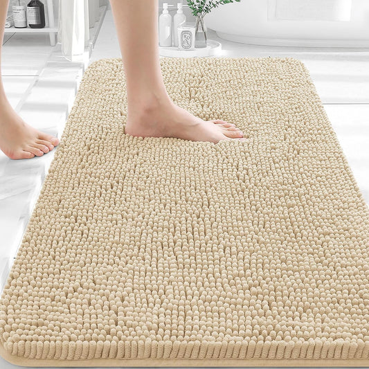 OLANLY Bathroom Rugs - Extra Soft Absorbent Chenille Mats | Quick-Dry, Machine Washable, 30x20, Beige