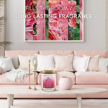 Glade Large Candle Jar - Essential Oil Infused Air Freshener | Wild Rose Petals, 16oz