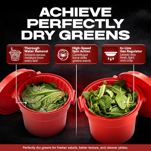 Chef Master 5 Gallon Salad Spinner - Manual Lettuce Dryer & Fruit Washer with Built-In Brake System | Durable Design