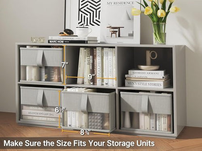 Foldable Storage Bins by [Brand Name] - Breathable Fabric Organizers with Clear Window | 3-Pack Gray, 11.5x8.75x6.5in for Closet, Toys & More