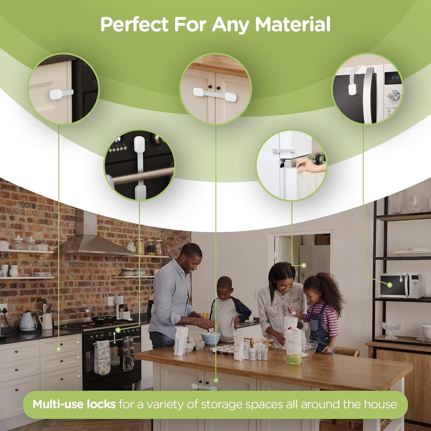 SKYLA HOMES Baby Locks - 8-Pack Child Safety Cabinet Proofing with 3M Adhesive | Easy Install, No Screws Needed