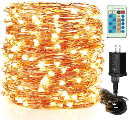 Moobibear LED String Lights - 99ft 300 LEDs Warm White Fairy Lights | Dimmable Outdoor Decor with Remote Control