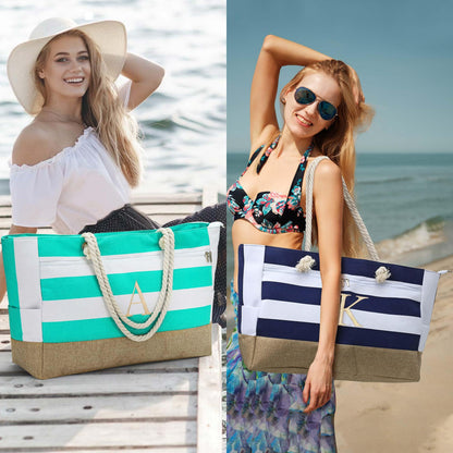 YOOLIFE Gifts for Sister - Sister Gifts, Sister Gifts from Sister, Birthday Gifts for Sister, Sister Birthday Gifts Unique, Sister In Law Gifts, Blue Large Beach Bag Tote Travel Bag Women Initial S