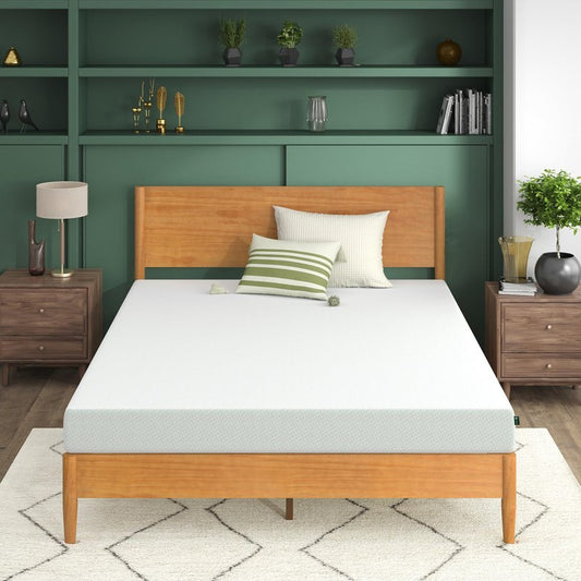 Zinus 6 Inch Green Tea Memory Foam Mattress, Short Queen, Fiberglass Free, Patented Custom Contour Support, Sturdy Base Foam, CertiPUR-US Certified, Mattress in A Box, White