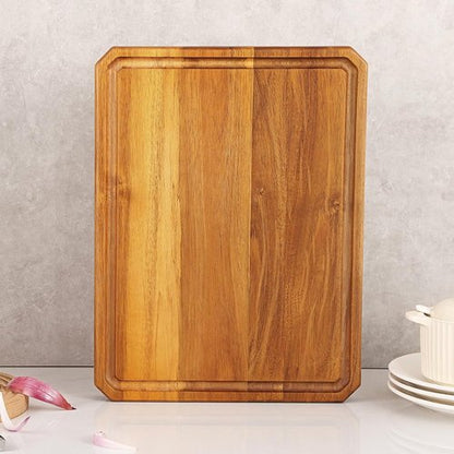 Acacia Wood Cutting Board - Extra Large Charcuterie Board with Juice Groove & Handles | Ideal for Meat, Cheese, Fruits, and Vegetables