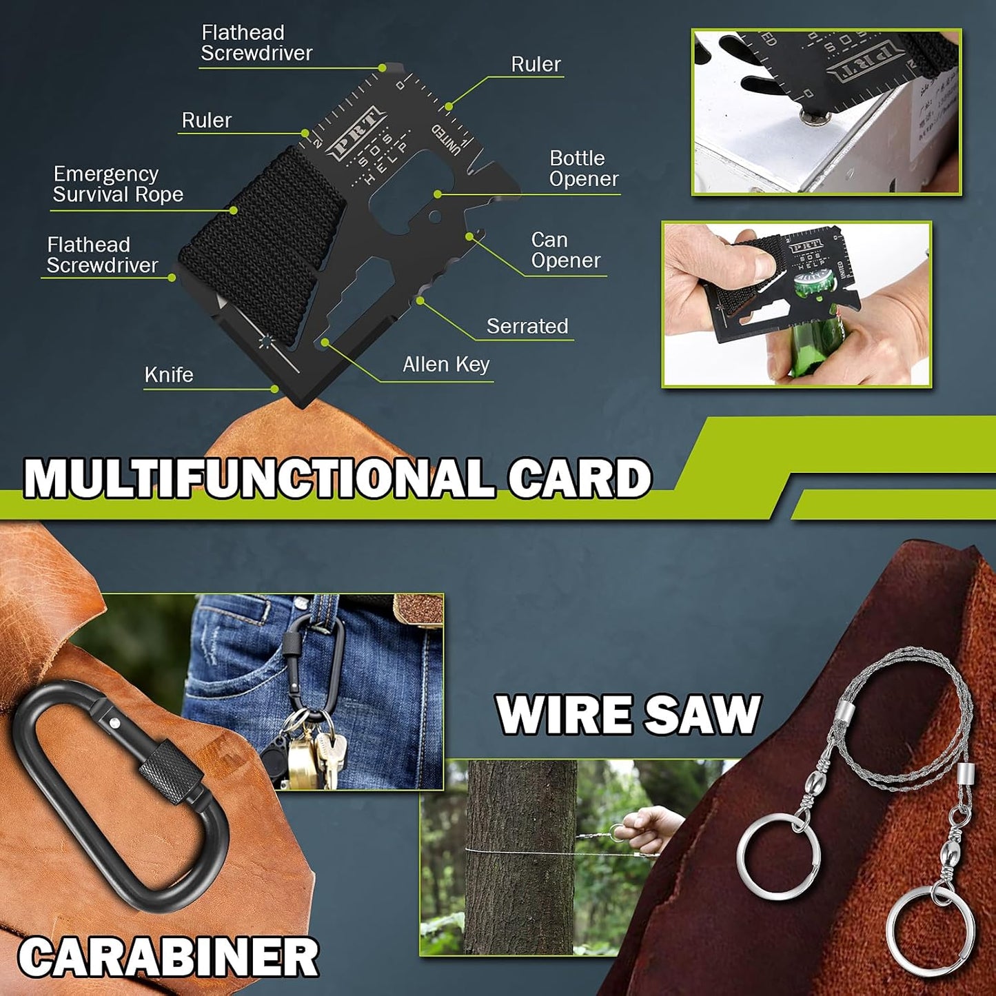 Survival Gear 17-in-1 Kit | Essential Tools for Fishing, Hunting & Camping - Perfect Christmas Gift