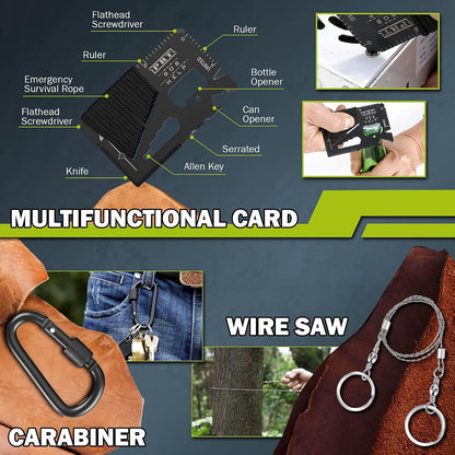 Survival Gear 17-in-1 Kit | Essential Tools for Fishing, Hunting & Camping - Perfect Christmas Gift