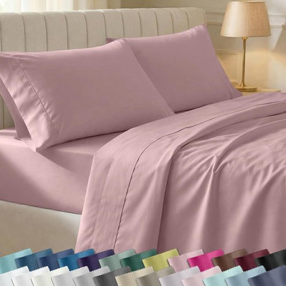 California Design Den 100% Cotton Twin Size Sheet Set - 400 Thread Count, Award-Winning Sateen Finish, Cozy Mauve Bedding