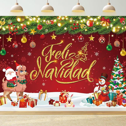 10x8FT Feliz Navidad Christmas Backdrop Banner - CINRAY Vinyl Photo Backdrop