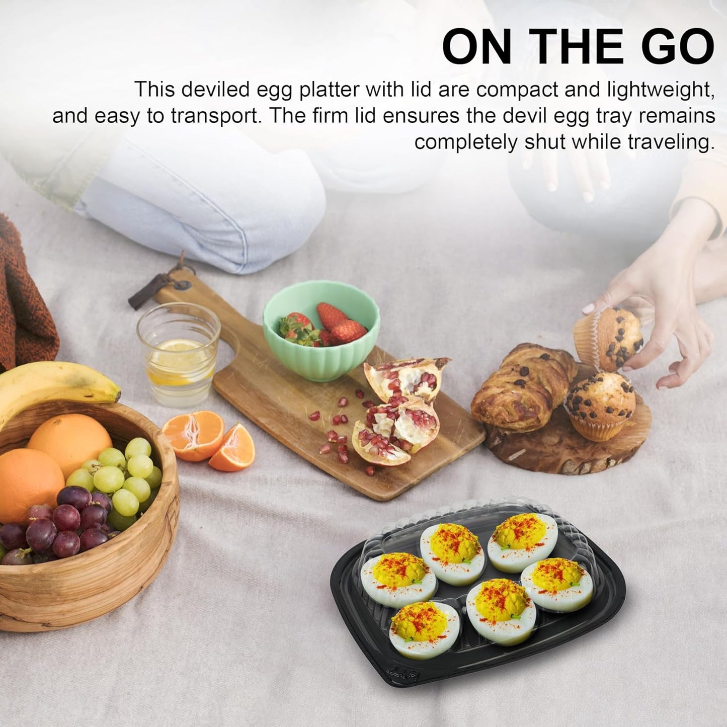 MT Products Clear Deviled Egg Containers - Durable Egg Platter Tray for 6 Eggs | Pack of 12, Made in USA