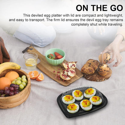 MT Products Clear Deviled Egg Containers - Durable Egg Platter Tray for 6 Eggs | Pack of 12, Made in USA