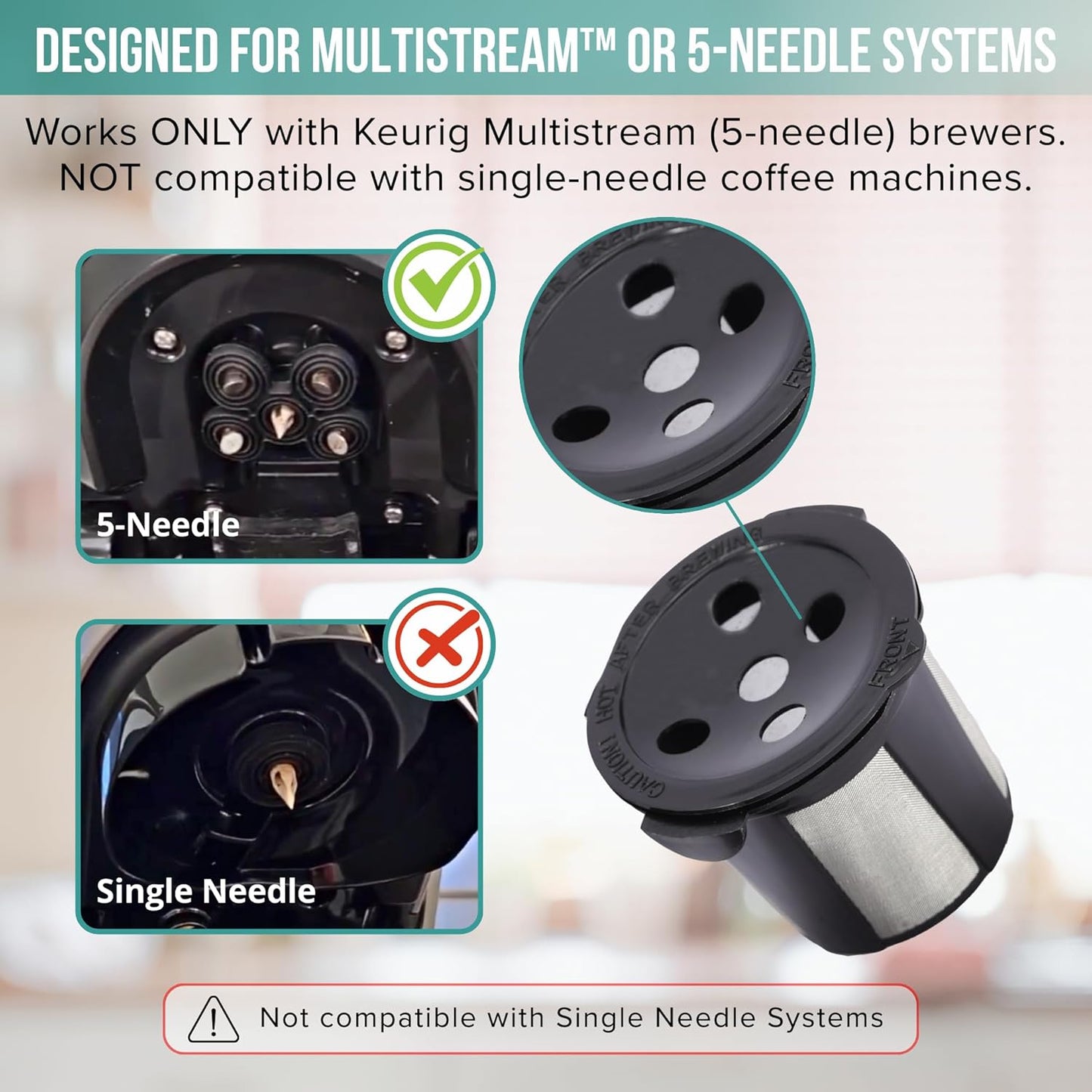 PureHQ Reusable K Cups for Keurig Coffee Makers - MultiStream Refillable Pods - 4 Pack