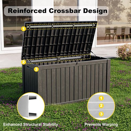 DRATO Outdoor Storage Box - 180 Gallon Waterproof Resin Container | Lockable & UV-Resistant for Patio Cushions & Garden Tools (Black)