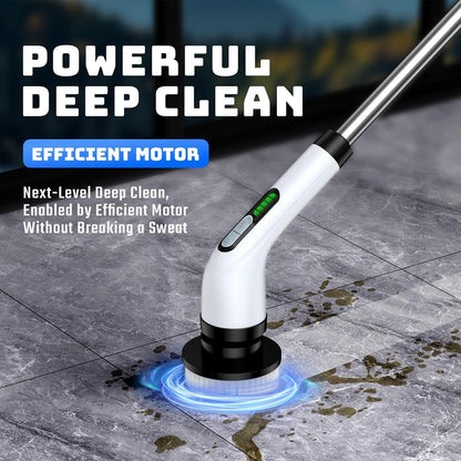 Skiennix Electric Spin Scrubber - Cordless Power Cleaner with Long Handle & 7 Brush Heads | IPX7 Waterproof