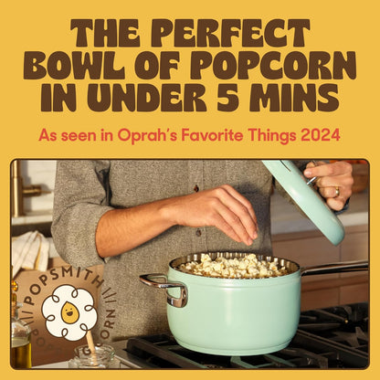 Popsmith Popcorn Popper - 6 Quart Stovetop Machine | Stainless Steel Design for All Stovetops