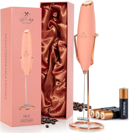 Zulay Kitchen Luxury Milk Frother - Handheld Electric Foam Maker with 4 Duracell Batteries | Perfect for Coffee, Lattes & Hot Chocolate
