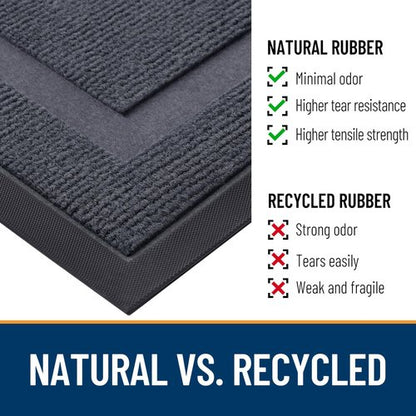 OLANLY Front Door Mat Indoor Outdoor Entrance, Waterproof All-Season, All-Weather Doormat, Sturdy Natural Rubber, Fade Resistant, Low Profile, Easy Clean Patio Porch Entryway Mat, 47x30, Light Grey