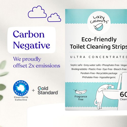 Lazy Coconuts Toilet Bowl Cleaner Strips - 60 Cleans, Plastic-free, Dye-free, With Lemon Essential Oil