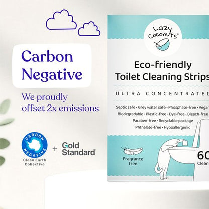 Lazy Coconuts Toilet Bowl Cleaner Strips - 60 Cleans, Plastic-free, Dye-free, With Lemon Essential Oil