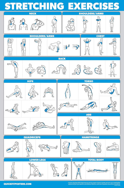 Palace Learning Bodyweight Workout Charts - 3 Pack with Stretching Exercises & Sliding Bench
