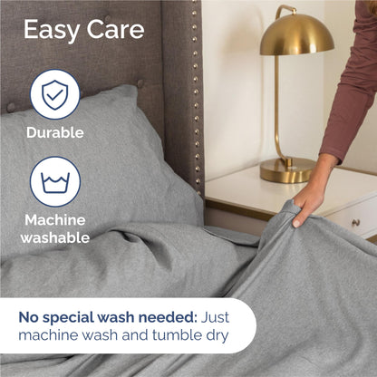 Split King Size 5 Piece Sheet Set - Comfy Breathable & Cooling Bed Sheets Set - Hotel Luxury Bedding for Women, Men, Kids, Teens, Boys & Girls - Deep Pockets & Wrinkle Free - Grey (Heathered Sheets)