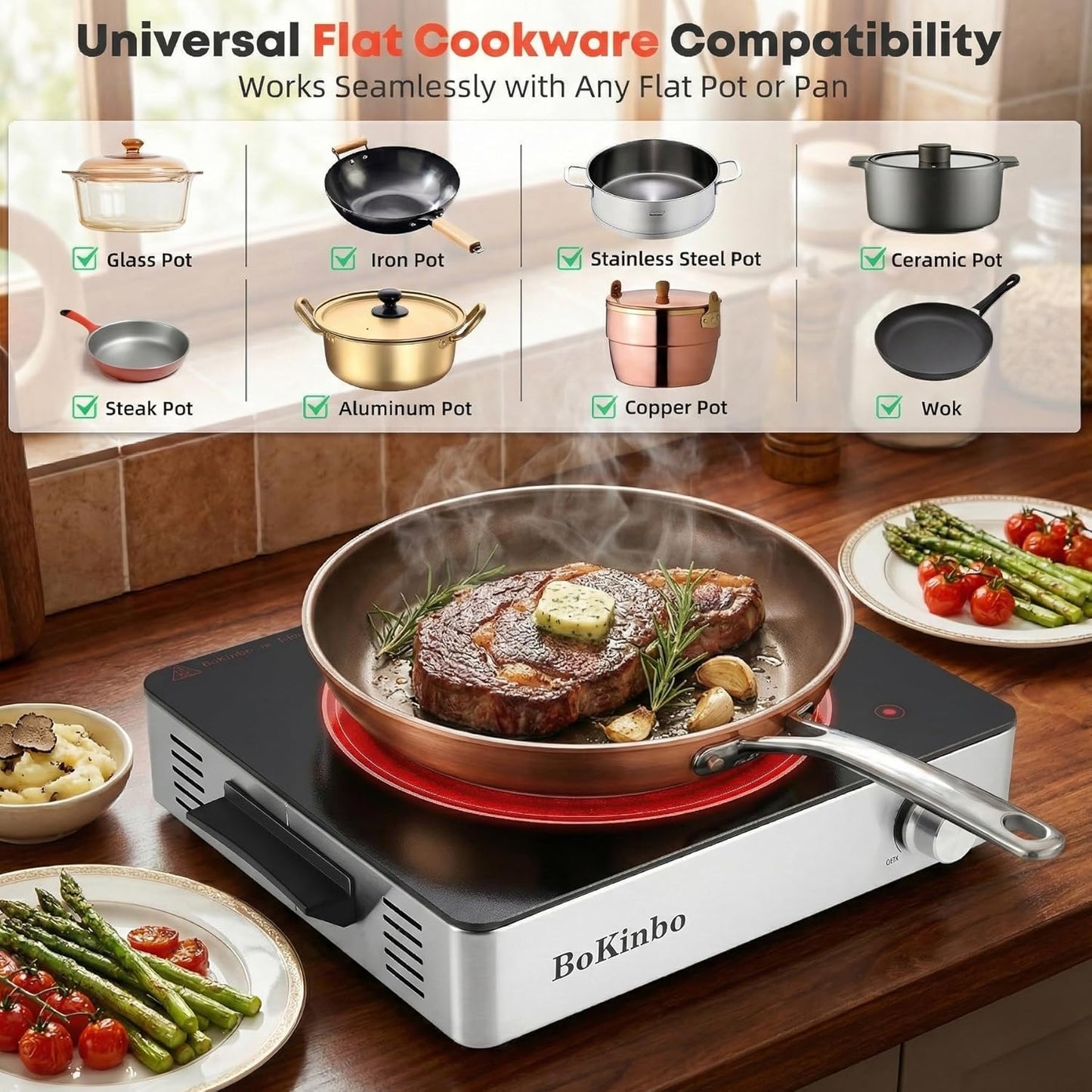 Skiennix 1800W Electric Stove - Compact Portable Infrared Burner for Efficient Cooking | Hot Plate