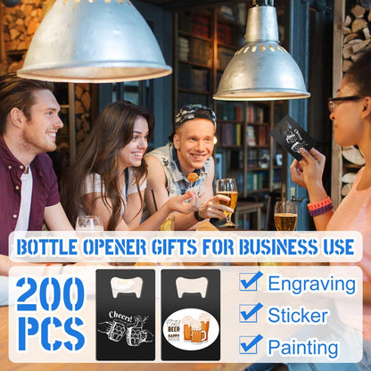 Nuogo 100 Pcs Stainless Steel Card Bottle Openers Bulk Metal Card Beer Openers Groomsmen Wallet Bottle Opener for Wedding Party Bridesmaid Favors Gifts (Black)
