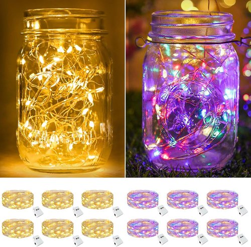 Btfarm 12 Pack Fairy Lights - Battery Operated Twinkle String Lights | 7ft Waterproof Mini Silver Wire for Christmas & Weddings, Warm White/Colorful