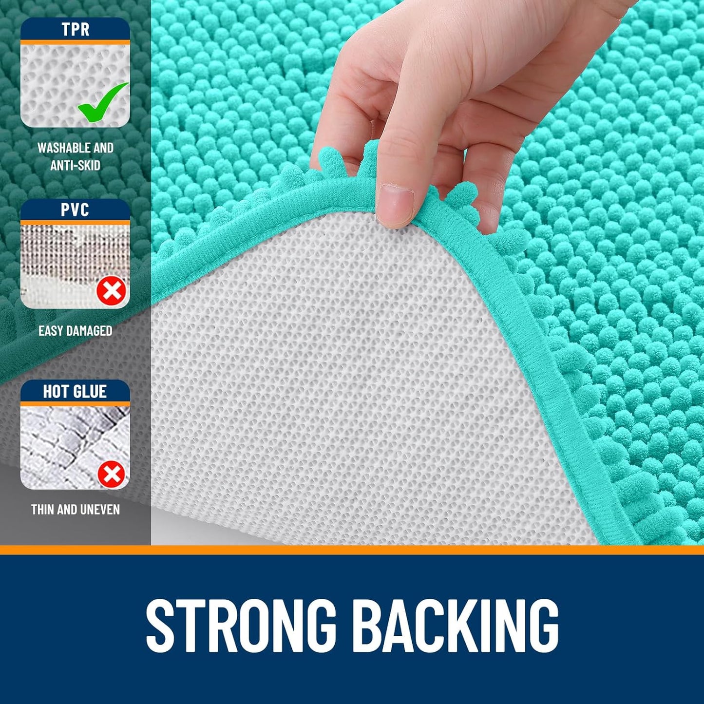 OLANLY Bathroom Runner Rugs - Extra Soft Absorbent Chenille | Quick Dry, Machine Washable, 47x20, Teal