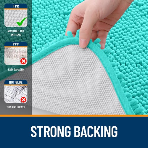 OLANLY Bathroom Rugs 70x46, Extra Soft Absorbent Chenille Bath Rugs, Rubber Backing Quick Dry, Machine Washable Bath Mats for Bathroom Floor, Tub and Shower, Home Decor Accessories, Teal