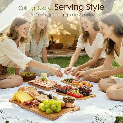 Astercook Bamboo Cutting Boards - Deep-Carbonized, Reversible Design with Juice Grooves & Easy-Grip Handles | Kitchen Gift