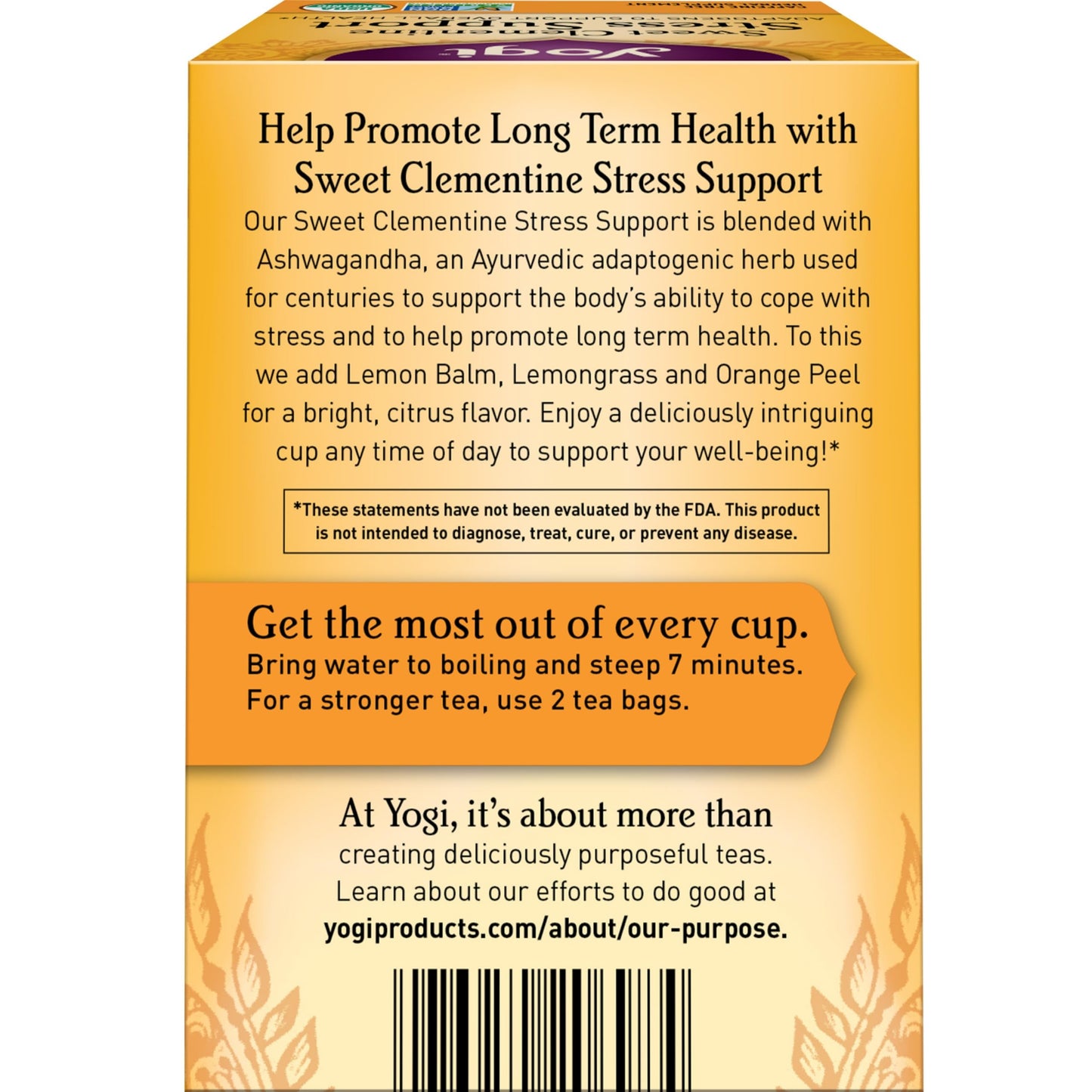 Yogi Tea Sweet Clementine Stress Support Tea, USDA Certified Organic, Non-GMO, 16 Tea Bags per Pack (6 Packs)