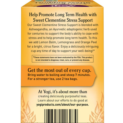 Yogi Tea Sweet Clementine Stress Support Tea, USDA Certified Organic, Non-GMO, 16 Tea Bags per Pack (6 Packs)