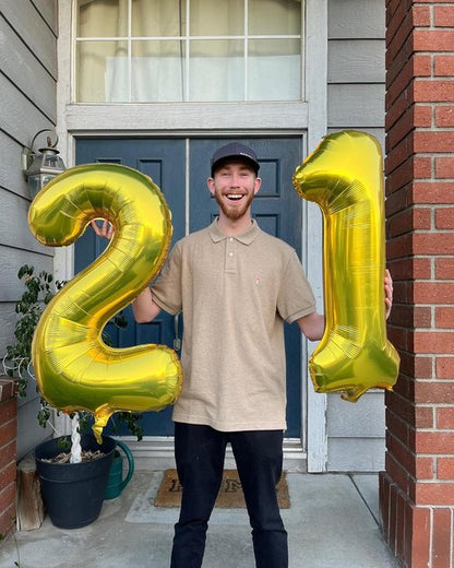 Gold Number 21 Balloon - 40 Inch Golden Birthday Decoration for 21st Celebration | Perfect for Men & Women