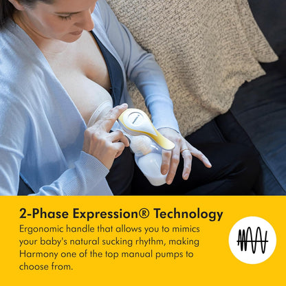 Medela Harmony Manual Breast Pump Bundle - Perfect Pair with Silicone Breast Milk Collector | Lightweight & BPA-Free