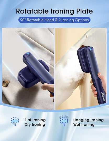 Skiennix Smart Travel Steamer - 2-in-1 Portable Iron with Fast Heat-Up, 100ml Tank, Compact Size - Azure