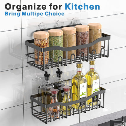 Skiennix Shower Caddy - Adhesive Bathroom Organizer with Large Capacity | Rustproof Stainless Steel, 2 Pack