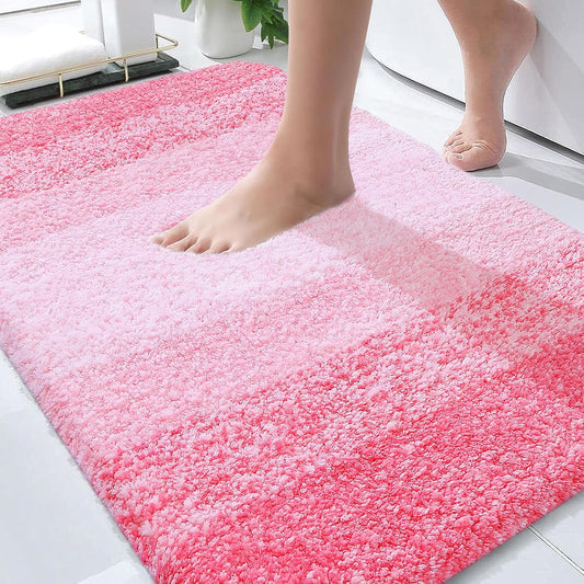 OLANLY Bathroom Rugs - Extra Soft Microfiber Mat, Quick Dry & Machine Washable, 30x20, Pink
