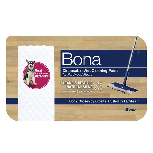 Bona Hardwood Floor Disposable Wet Cleaning Pads - 12 cleaning pads per pack - unscented - Use with Bona Mops - Residue-Free Floor Cleaning Solution for Wood Floors