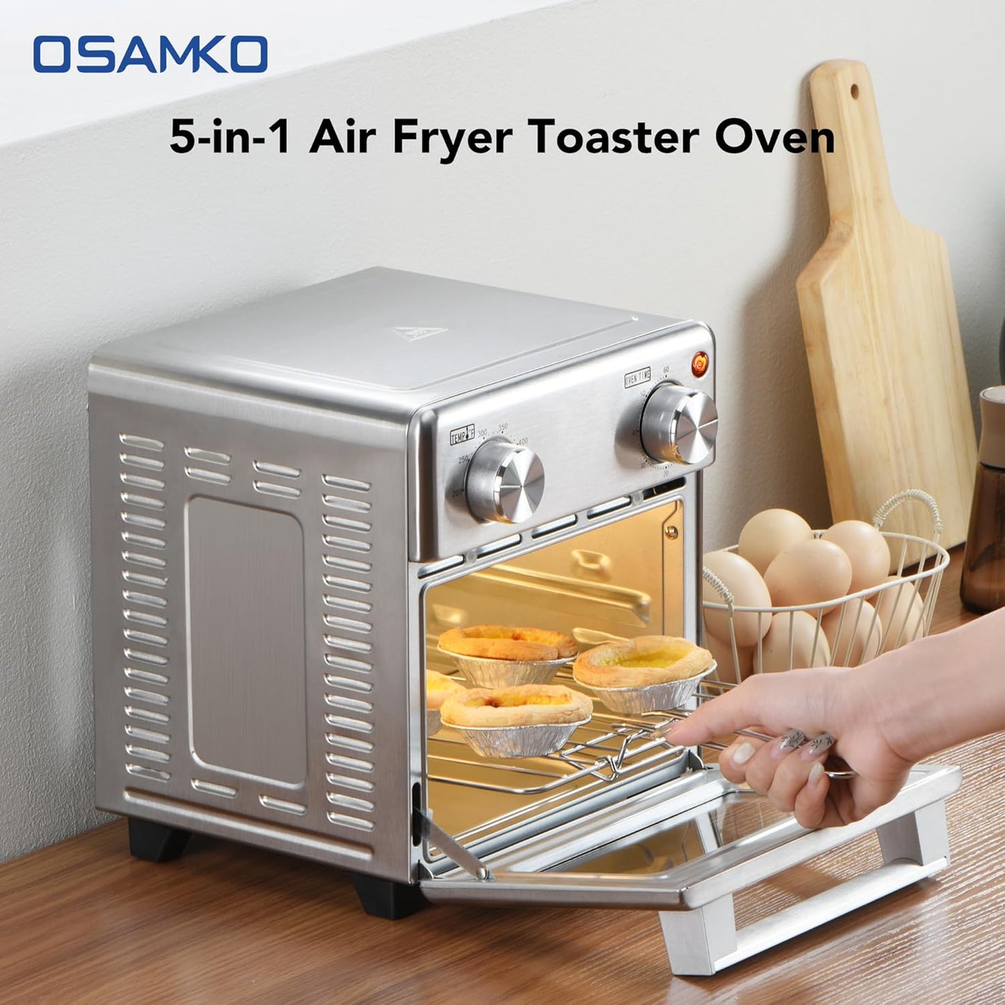 Skiennix 8.5QT Toaster Oven Air Fryer Combo - Stainless Steel, Fast Preheat, Ideal for Small Spaces