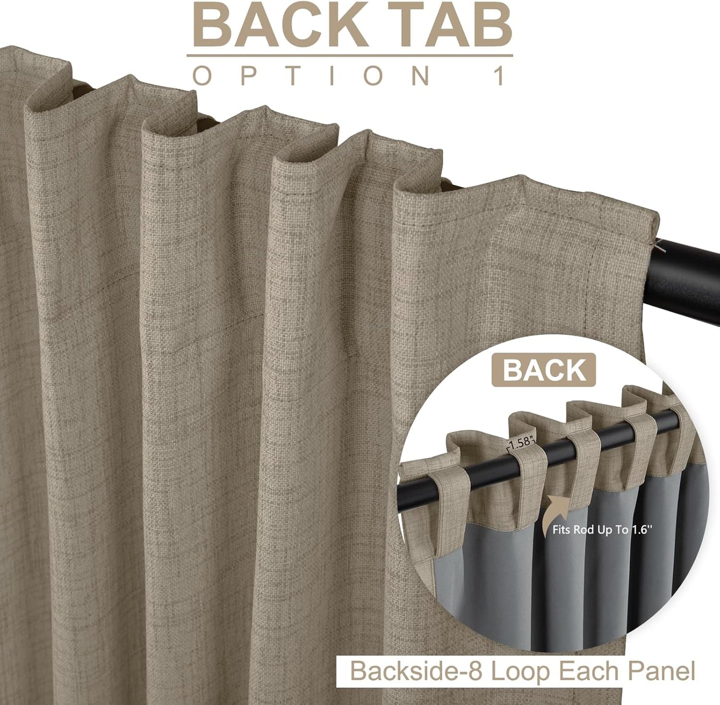 Skiennix Blackout Curtains - 100% Blackout Thermal Insulated Drapes, 50" W x 72" L, 2 Panels Set